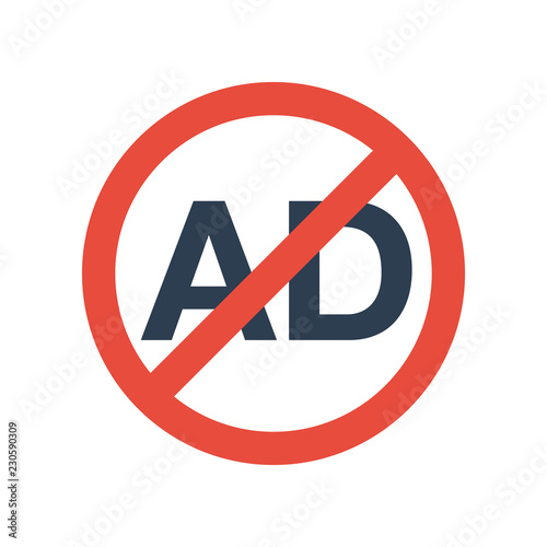Stop ADS flat icon on isolated white transparent background.	