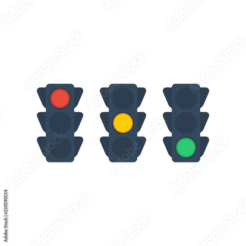 Traffic light  flat icon on isolated white transparent background.	