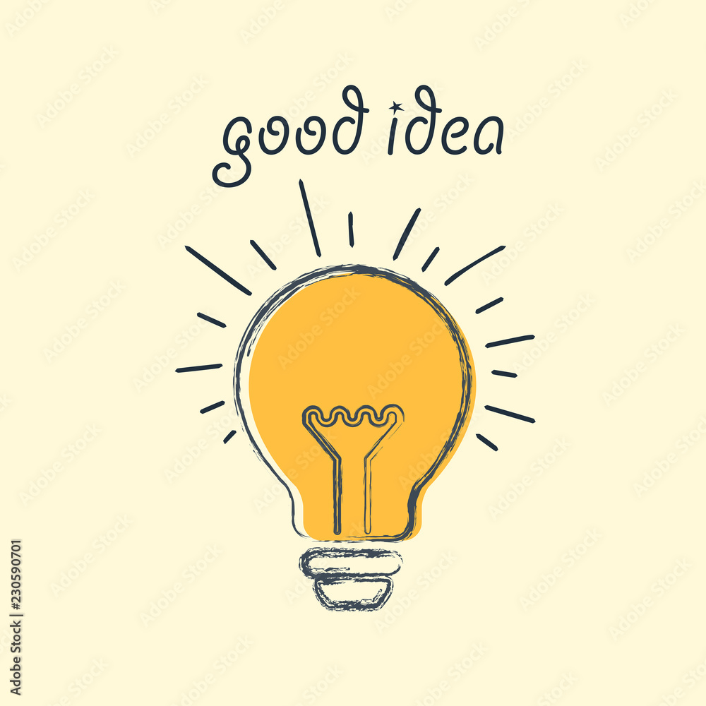 Trendy Flat Style for Design Light Bulb with rays shine. All elements are on separate layers. Vector, illustration eps10 Trendy Flat Style for Design Light Bulb with rays shine. All elements are on separate layers. Vector, illustration eps10