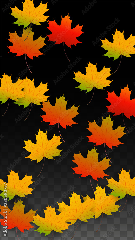 September Vector Background with Golden Falling Leaves. Autumn Illustration with Maple Red, Orange, Yellow Foliage. Isolated Leaf on Transparent Background. Bright Swirl. Suitable for Posters. September Vector Background with Golden Falling Leaves. Autumn Illustration with Maple Red, Orange, Yellow Foliage. Isolated Leaf on Transparent Background. Bright Swirl. Suitable for Posters.
