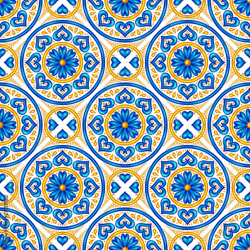 Moroccan ceramic tile seamless pattern.