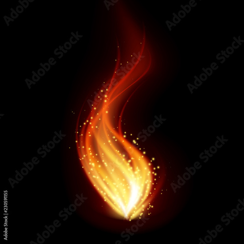 Abstract fire flames on black background. Graphic concept for your design