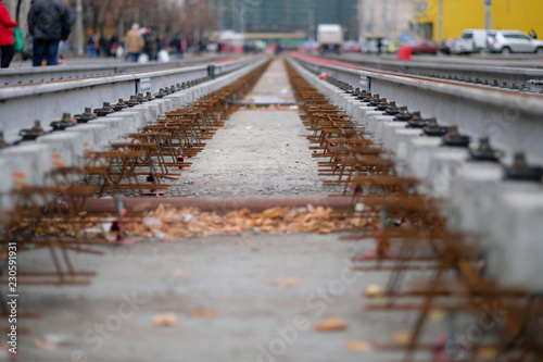 Repair of tram or railway tracks