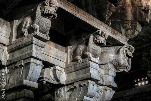 View of Sri Ekambaranathar Temple in Kanchipuram, India. Details of architecture. photo