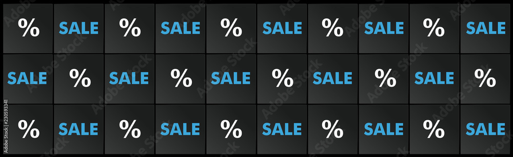 Black Squares Blue Sale Percents Header Black Squares Blue Sale Percents Header