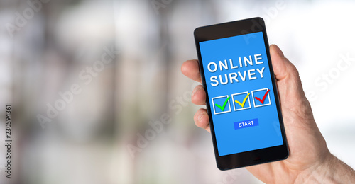 Online survey concept on a smartphone