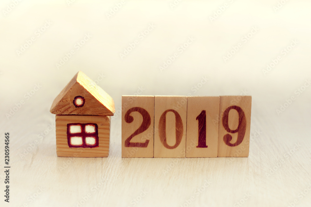concept individual housing 2019/ wooden house with window, roof and fence concept individual housing 2019/ wooden house with window, roof and fence