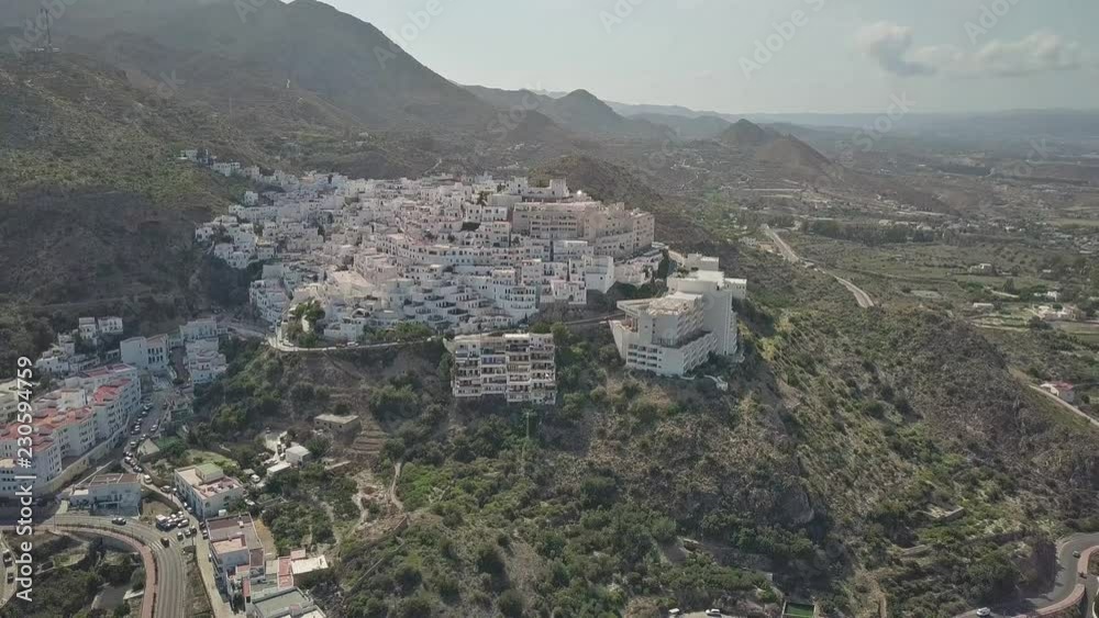Aerial time lapse of mountainous Spanish town in Andalusia Aerial time lapse of mountainous Spanish town in Andalusia