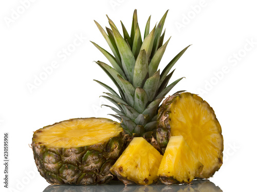 Fresh juicy pineapple sliced isolated on white