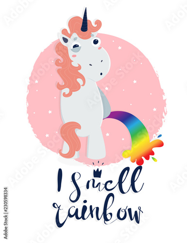 Very bad unicorn. Hand drawn vector illustration