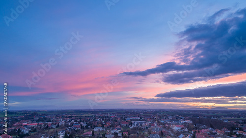 Beautiful, colorful sunset over Wrocław aerial view © Artur Kowalczyk