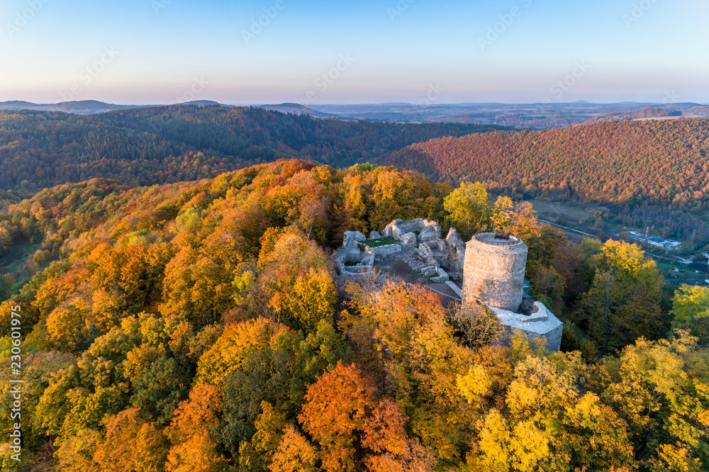 Lenno Castle with mountain Panorama aerial view