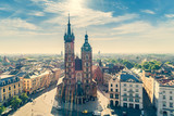St. Mary’s Basilica in Kraków aerial view