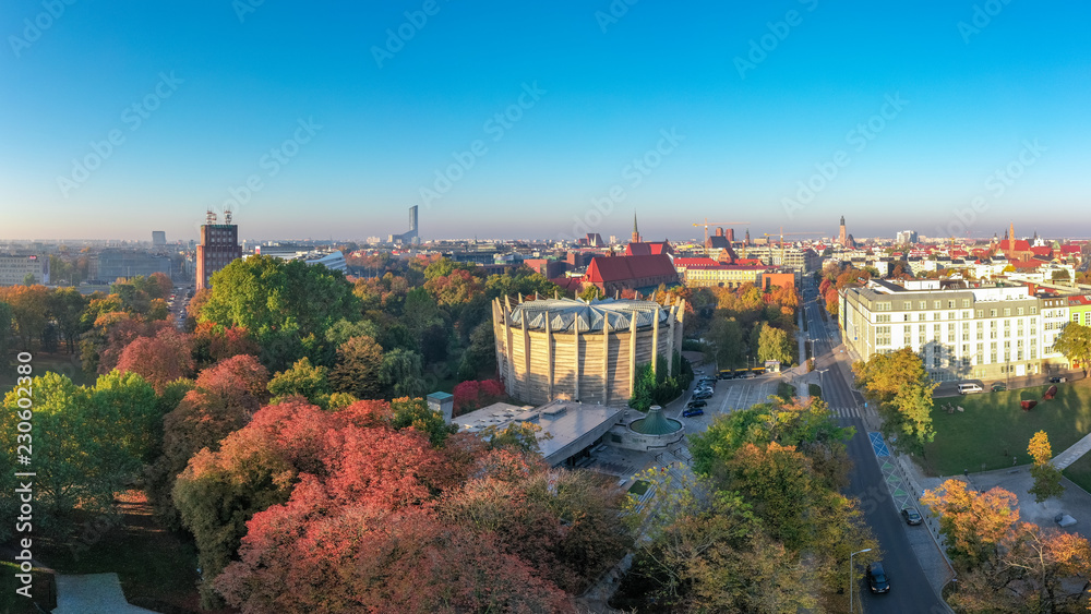 Autumn in Wrocław aerial view