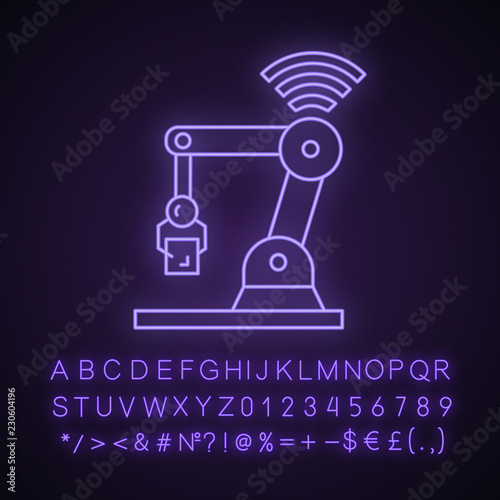 IoT robot neon light icon