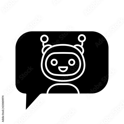 Chatbot in speech bubble glyph icon