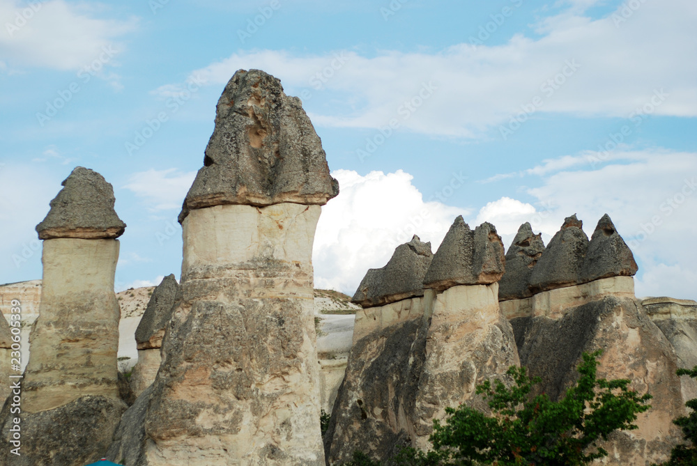 Fantastic stone landscapes of Cappadocia in Turkey