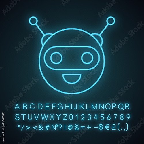 Chatbot neon light icon