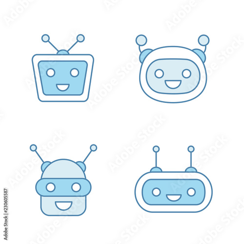 Chatbots color icons set
