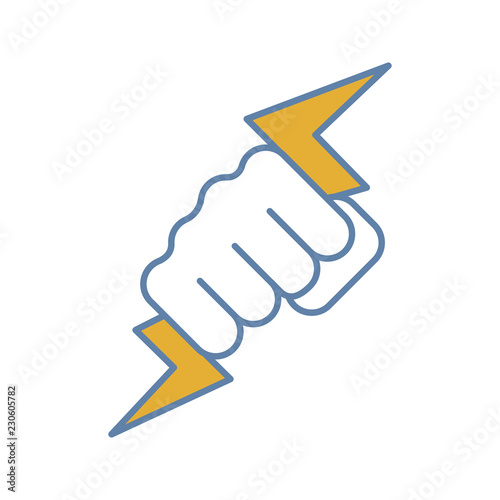 Photography Hand holding lightning bolt color icon