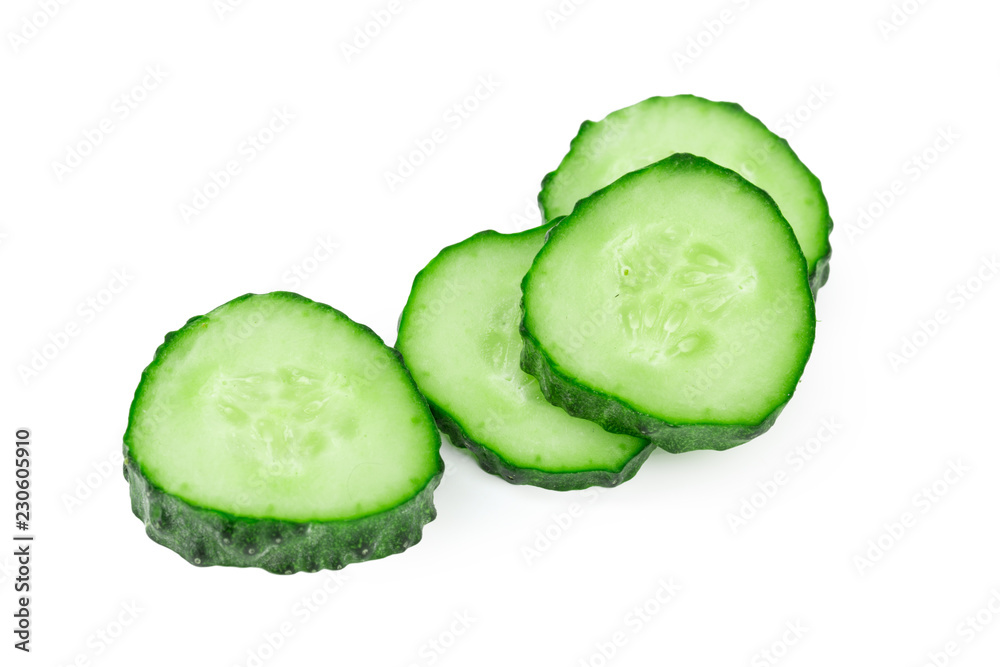 cucumber sliced isolated on white background cucumber sliced isolated on white background