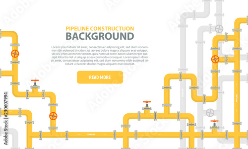 Fotografie, Obraz Industrial background with yellow pipeline