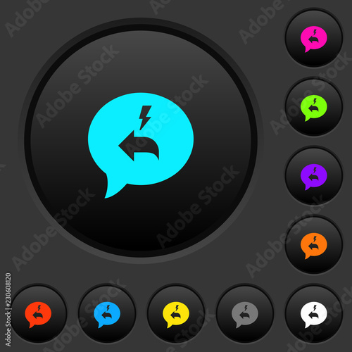 Quick reply message dark push buttons with color icons