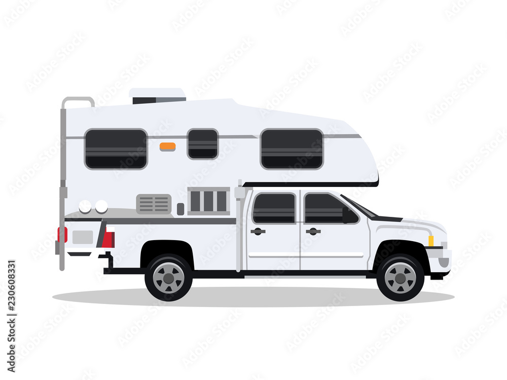 Camper van for travel flat illustration Camper van for travel flat illustration
