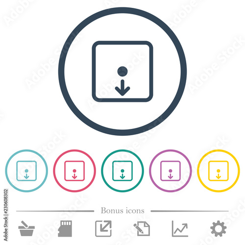 Move object down flat color icons in round outlines photo