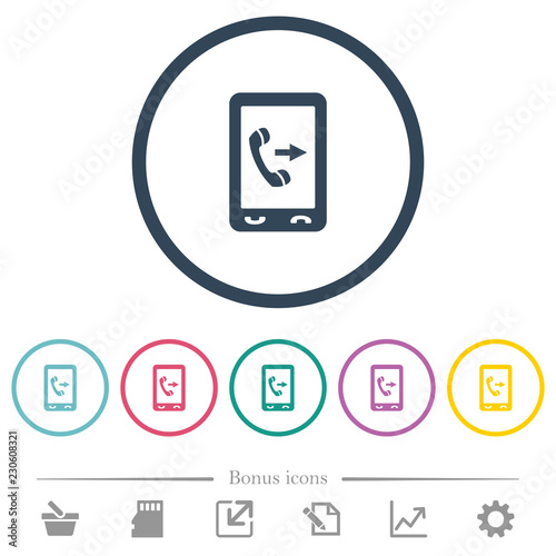 Outgoing mobile call flat color icons in round outlines Free Download Outgoing mobile call flat color icons in round outlines - GFXLoad