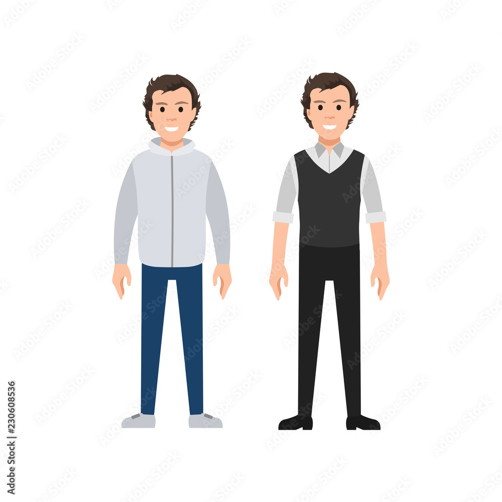 Cute boy university set illustration character Cute boy university set illustration character