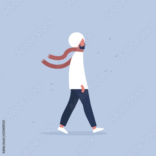 Young indian male character wearing a scarf