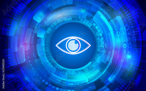 Cyber eye for internet protection. Computer data defense. Global network security. Abstract digital business background.