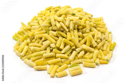 Yellow string beans vegetable pile isolated on white