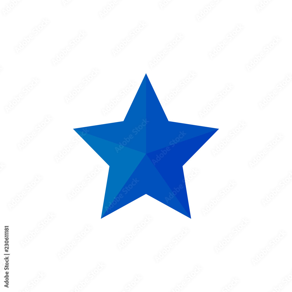 Blue Star icon. Vector illustrations. Flat design.