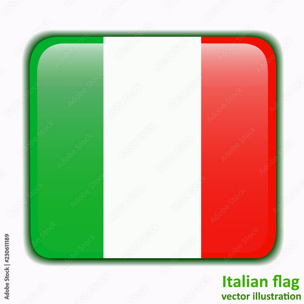 Button with flag of Italia. Vector.