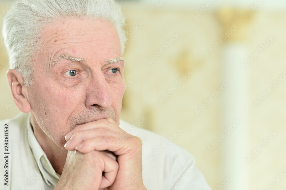 Portrait of a thoughtful senior man at home Portrait of a thoughtful senior man at home