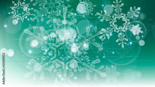 Snowflakes and festive lights - vector background with beautiful snowflakes that merrily shine and shimmer in color space
