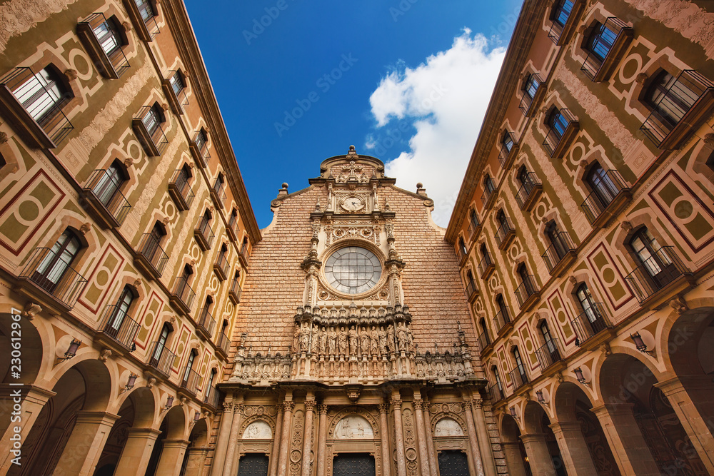 Beautiful architecture of Montserrat monastery, popular travel destination in Catalonia, Spain Beautiful architecture of Montserrat monastery, popular travel destination in Catalonia, Spain