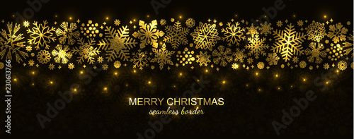 White and red seamless snowflake border, Christmas design for greeting card. Vector illustration, merry xmas snow flake header or banner, wallpaper or backdrop decor