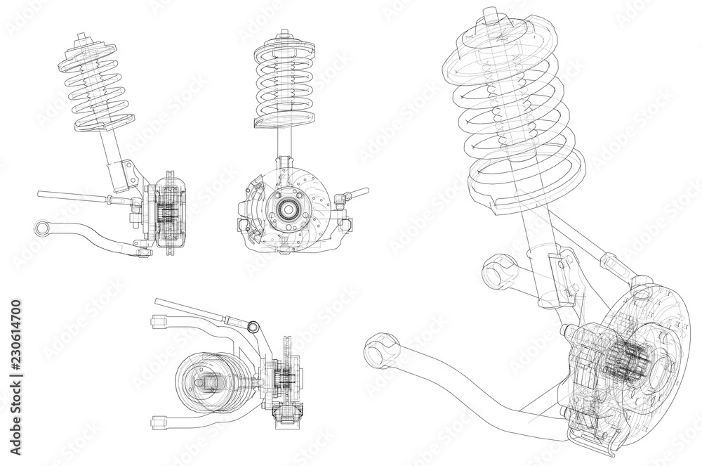Car suspension with shock absorber
