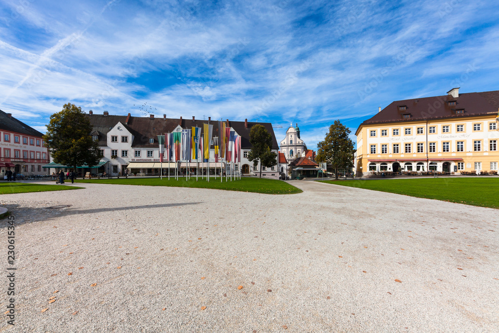 Town Hall and Hotel Post on Kapellplatz, Altoetting, Bavaria, Germany