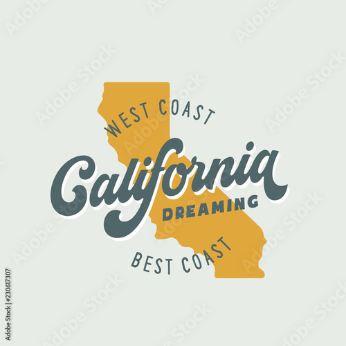 California dreaming t-shirt vector graphics. Vintage style illustration.