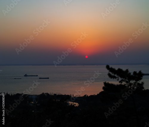 Sunset at Langshan mountain, Nantong, Jiangsu, China photo