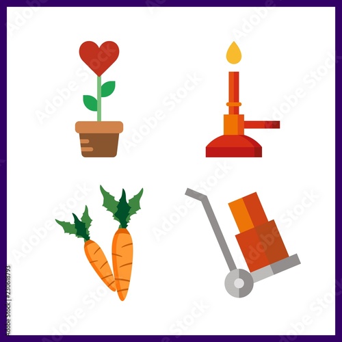 soil icon. bunser burner and root vector icons in soil set. Use this illustration for soil works. photo