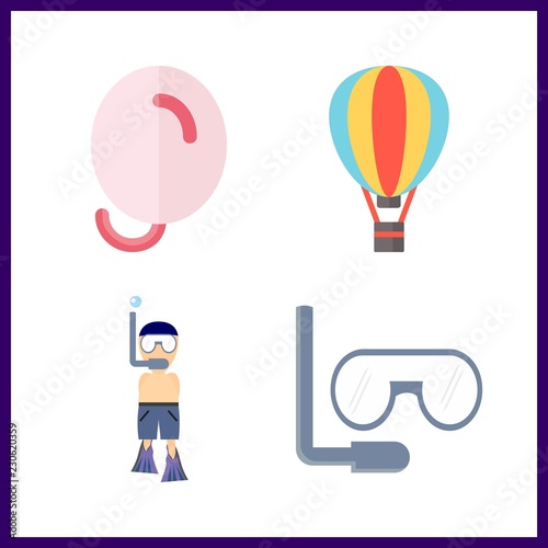 4 balloon icon. Vector illustration balloon set. aqualung and balloons icons for balloon works