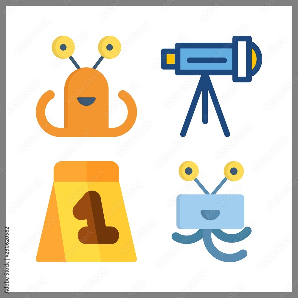 mystery icon. evidence and telescope vector icons in mystery set. Use this illustration for mystery works.
