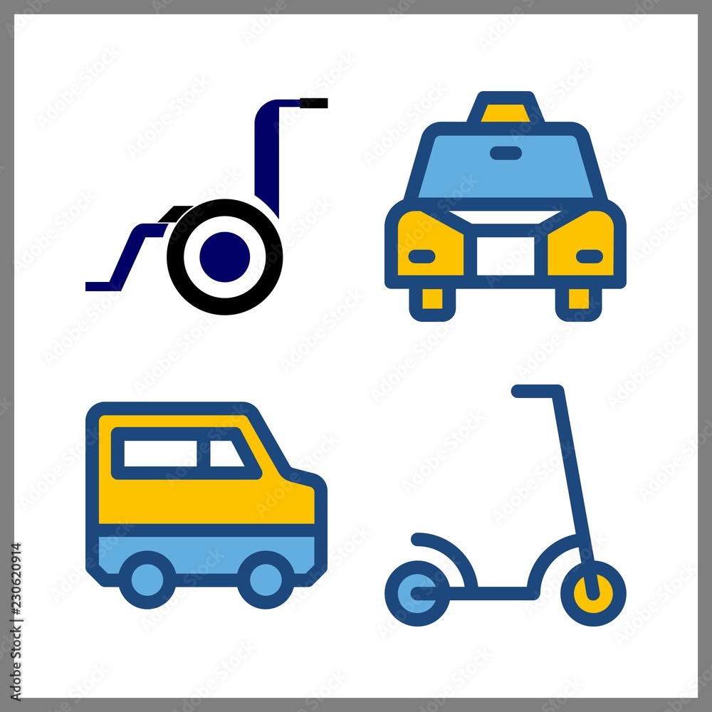 4 vehicle icon. Vector illustration vehicle set. taxi and buggy icons for vehicle works 4 vehicle icon. Vector illustration vehicle set. taxi and buggy icons for vehicle works