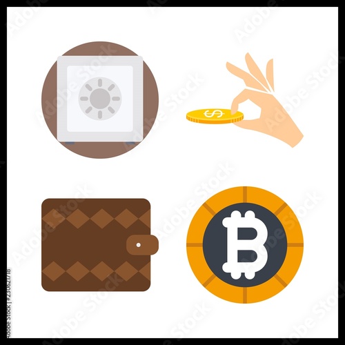 currency icon. safebox and penny vector icons in currency set. Use this illustration for currency works.
