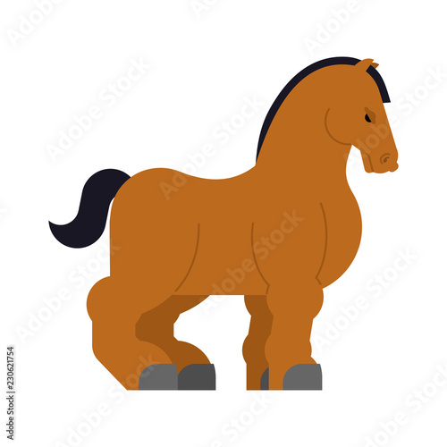 Clydesdale Strong heavy horse. Draft Shire Horse. Power big steed. Cartoon animal vector